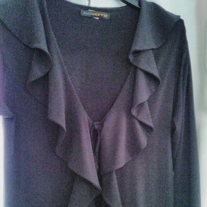 Eva Varro Black Ruffle Cascade Wrap (M)